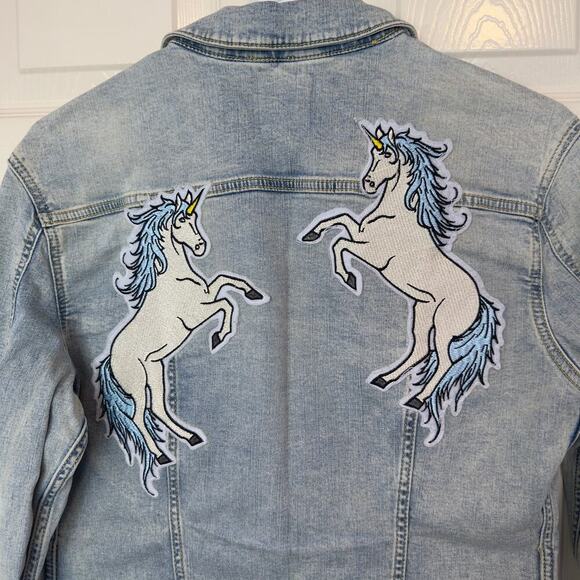 Lularoe Women’s Unicorn Patch Denim Jean Jacket Size S Whimsical Magical - Picture 8 of 11